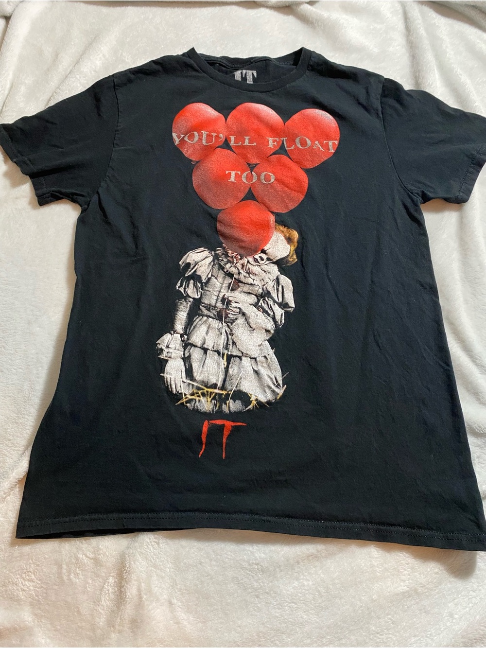 Black Short Sleeve “it movie” Tee with Red Balloon Graphic